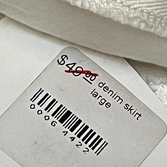 Honey Belle skirt asymmetrical Button Up White Denim Jean Size Large NWT - Picture 6 of 8